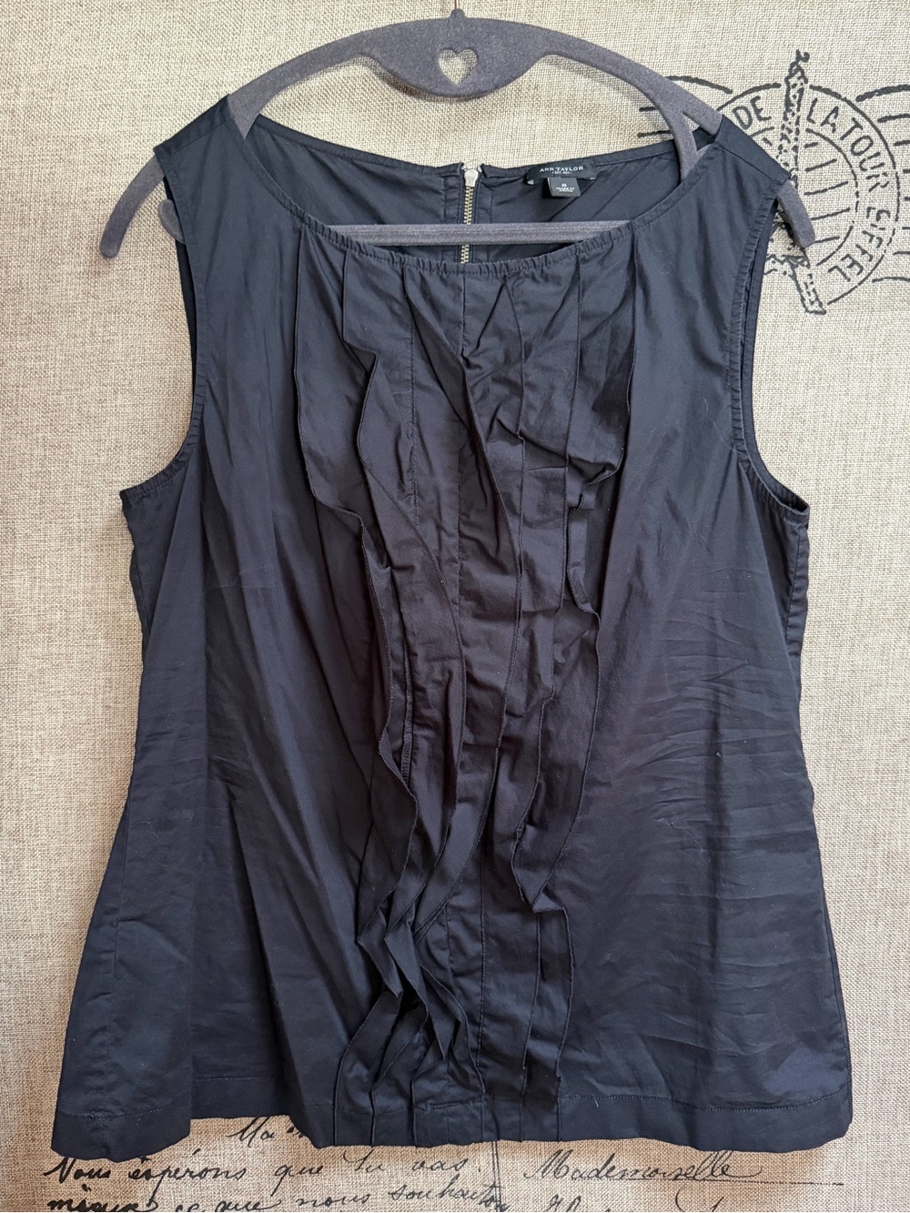 Ann Taylor Ruffle Front Sleeveless Blouse